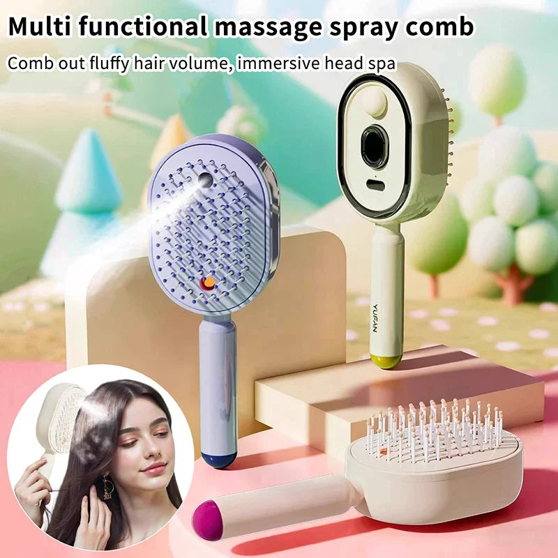 Soins capillaires Spray Massage peigne Vibration cuir chevelu Massage brosse à cheveux tête masseur pulvérisateur de cheveux brosse d'atomisation applicateur d'huile capillaire