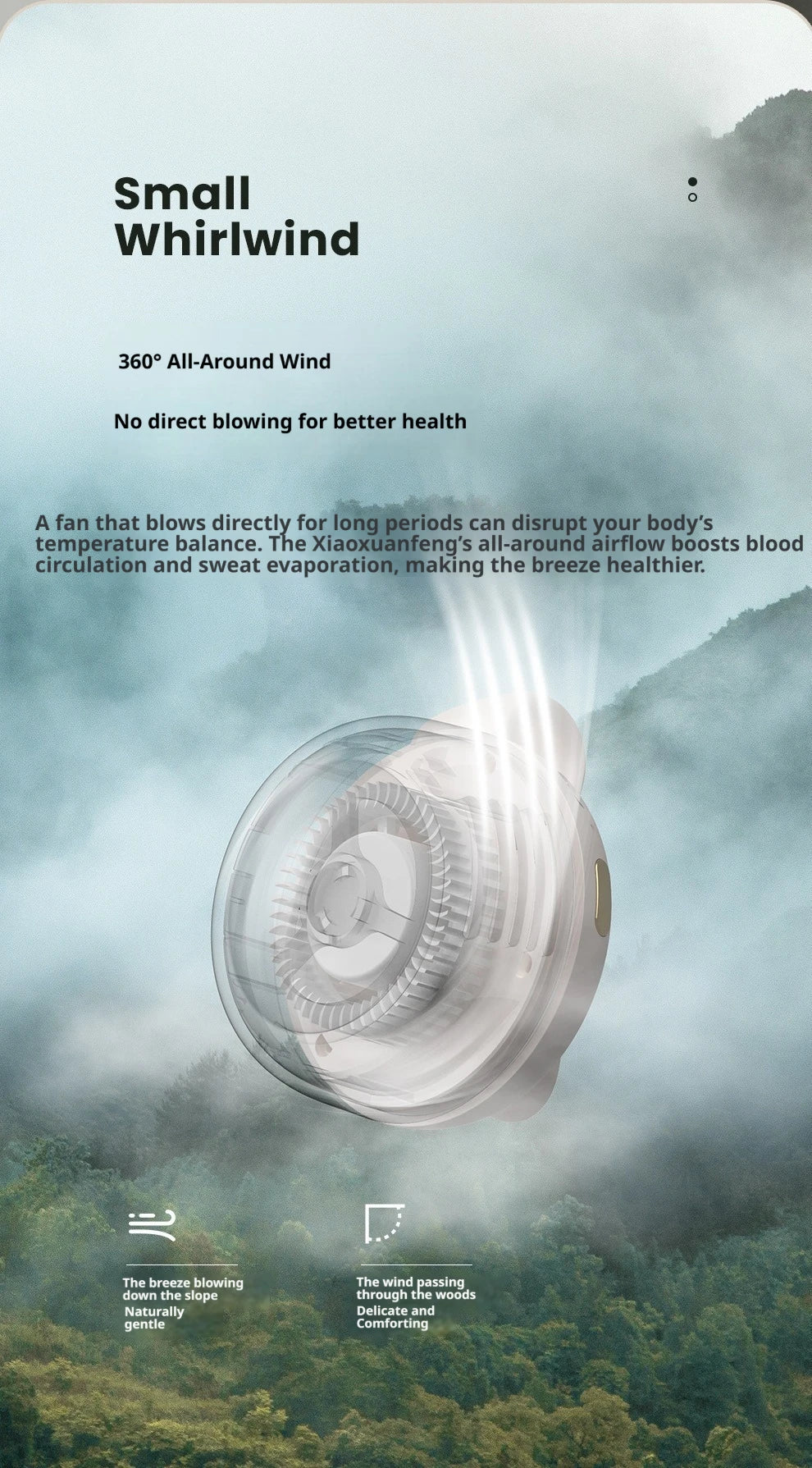 Ventilateur portable mini, rechargeable, sans pales, à clipser, pour la taille, adapté à la ventilation extérieure, petit ventilateur de bureau