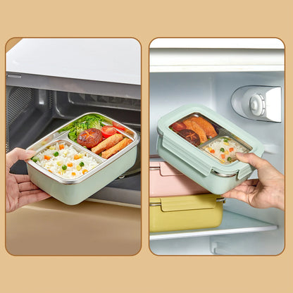 Boîte à déjeuner à compartiment en acier inoxydable 304 pour micro-ondes, boîte à Bento empilable anti-fuite pour étudiant, récipient alimentaire pour aliments froids et chauds
