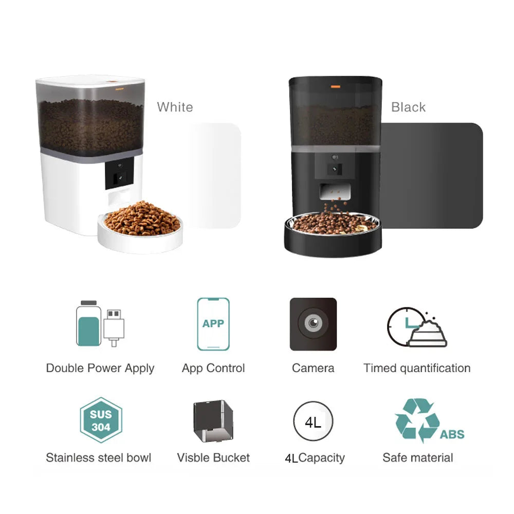 4L avec caméra HD mangeoire automatique pour animaux de compagnie distributeur automatique de nourriture pour chat et chien adapté à deux animaux de compagnie chat et chien alimentation à distance
