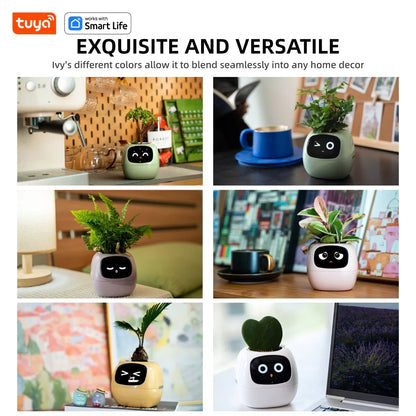 Jardinière intelligente Tuya Gen1 Ivy, plaisir sans fin avec plus de 49 expressions riches, 7 capteurs intelligents, les puces IA rendent la culture des plantes facile et amusante