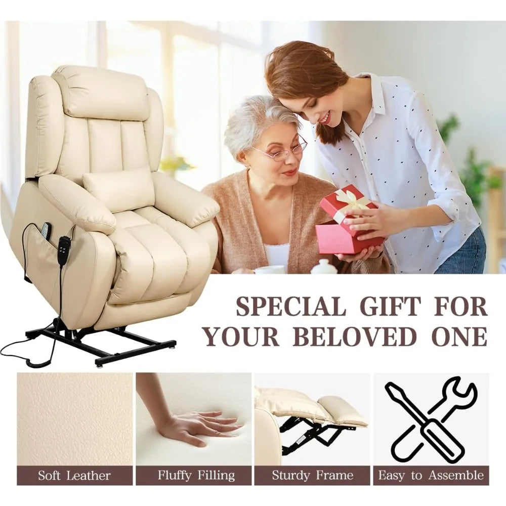 Fauteuil inclinable pour adultes, fauteuil élévateur électrique à double moteur, position infinie, levage plat, massage et chauffage, extension, personnalisé