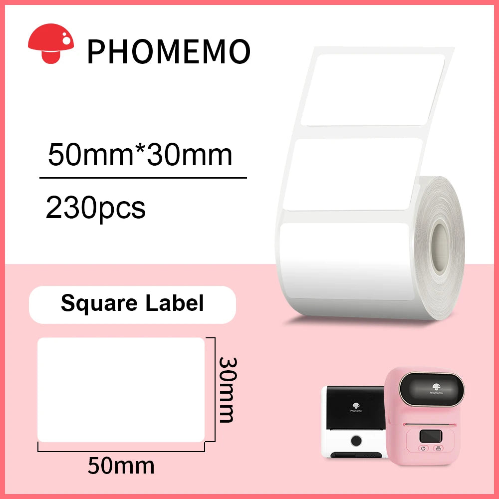 Phomemo – étiquettes autocollantes rectangulaires blanches, papier autocollant pour imprimante d'étiquettes Phomemo M110 M220, Identification étanche