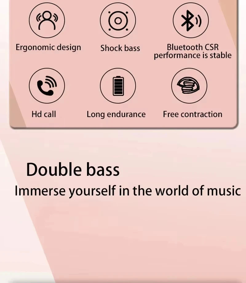 Écouteurs sans fil Bluetooth 5.3 sur l'oreille casques stéréo Hifi véritables sports avec écouteurs lecteur de musique Tf/Aux avec micro