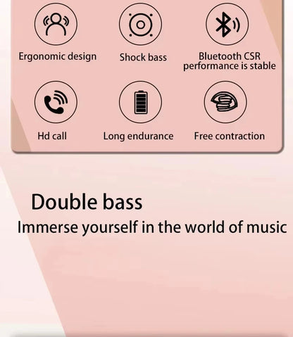Écouteurs sans fil Bluetooth 5.3 sur l'oreille casques stéréo Hifi véritables sports avec écouteurs lecteur de musique Tf/Aux avec micro