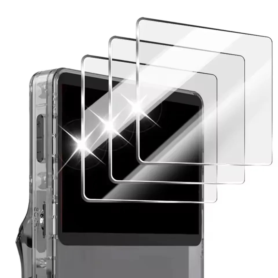 Mallette de rangement de transport 3 en 1 avec protecteurs d'écran en verre trempé pour Console de jeu R36S, Kit de protection, sac et Films anti-rayures