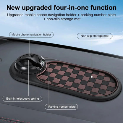 Support de téléphone pour tableau de bord de voiture, tapis antidérapant, Rotation à 360 degrés, support universel, plaque d'immatriculation de stationnement, accessoires d'intérieur multifonctionnels
