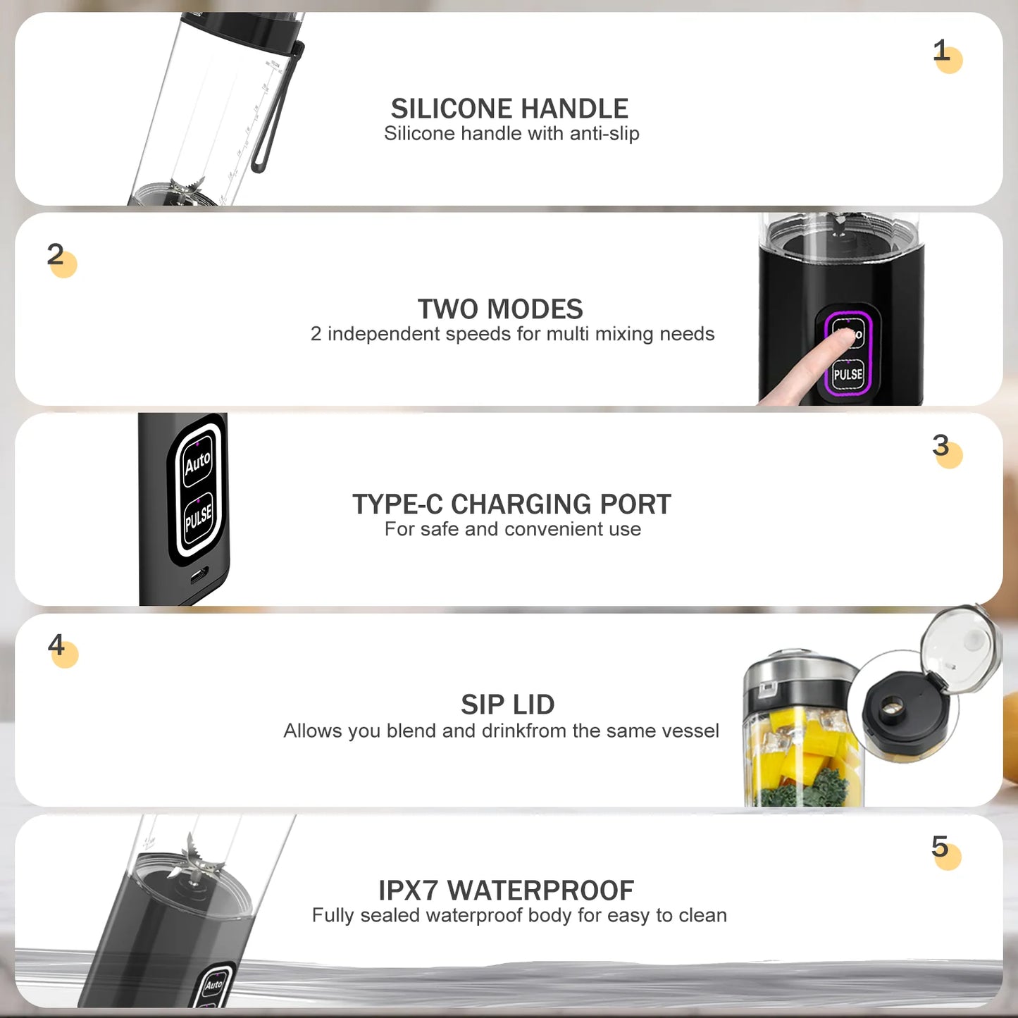 Presse-jus électrique Portable mélangeur 700ML USB mélangeur de fruits Rechargeable 6 lames presse-agrumes pour Shakes Smoothies tasse de jus frais