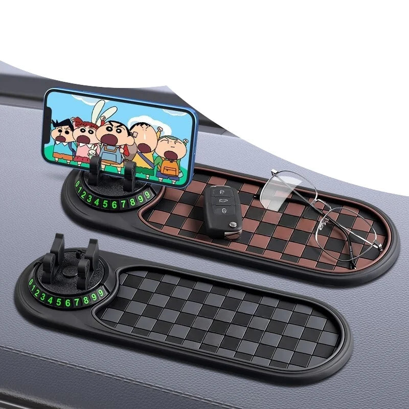 Support de téléphone pour tableau de bord de voiture, tapis antidérapant, Rotation à 360 degrés, support universel, plaque d'immatriculation de stationnement, accessoires d'intérieur multifonctionnels