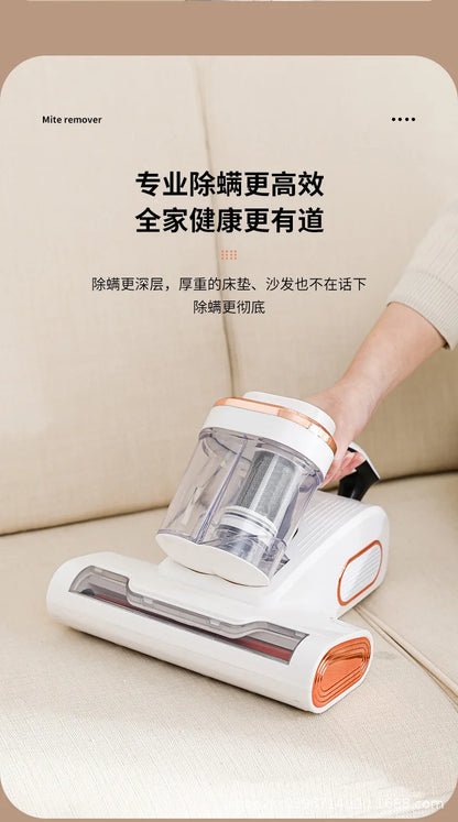 Aspirateur anti-acariens sans fil à forte aspiration avec double bac de collecte de poussière et lumière UV pour le nettoyage de la literie et des canapés à la maison