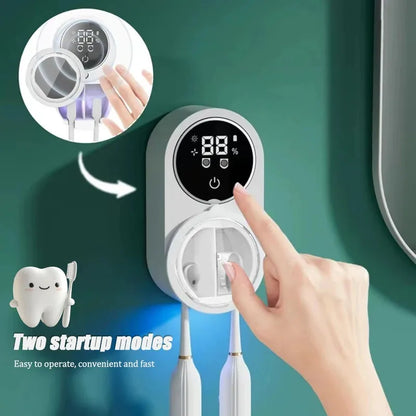 Porte-brosse à dents mural intelligent, dispositif de désinfection pour porte-brosse à dents, support de rangement pour brosse à dents, avec 2 emplacements pour brosses