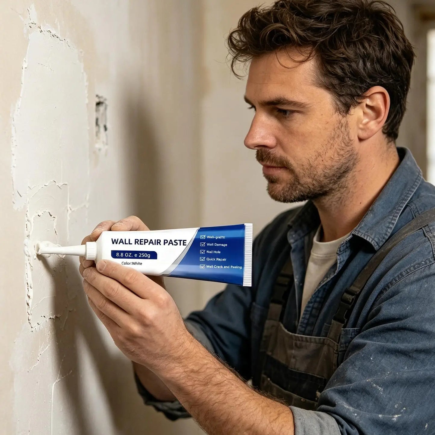 Pâte de réparation murale en tube, adhésif pour plaques de plâtre, kit de réparation pour trous et fissures, pour bricolage domestique, carrelage, béton, sol de douche