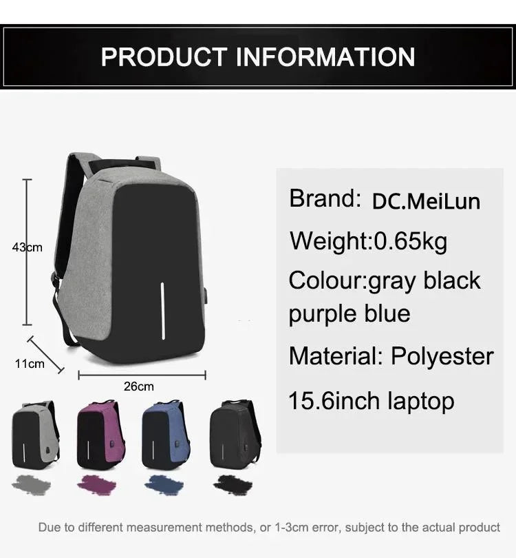 Sac à dos antivol 15.6 pouces ordinateur portable hommes Mochila mâle sac à dos étanche sac à dos grande capacité école sac à dos concepteur