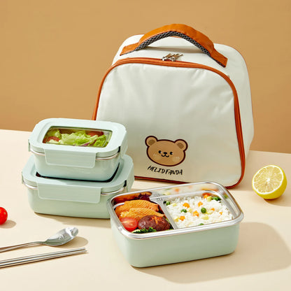 Boîte à déjeuner à compartiment en acier inoxydable 304 pour micro-ondes, boîte à Bento empilable anti-fuite pour étudiant, récipient alimentaire pour aliments froids et chauds