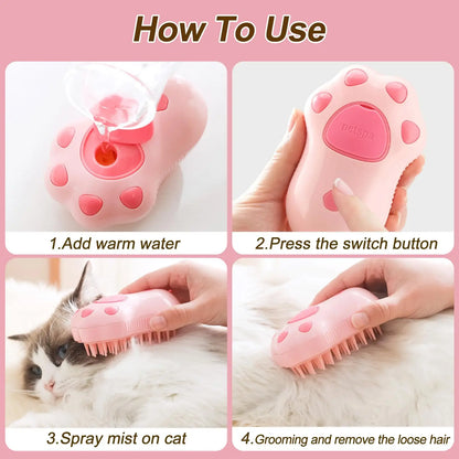 Brosse à vapeur 3 en 1 pour animaux de compagnie, peigne pour chien, brosse électrique pour pulvérisation de poils de chat, Massage, toilettage pour animaux de compagnie, peignes d'épilation