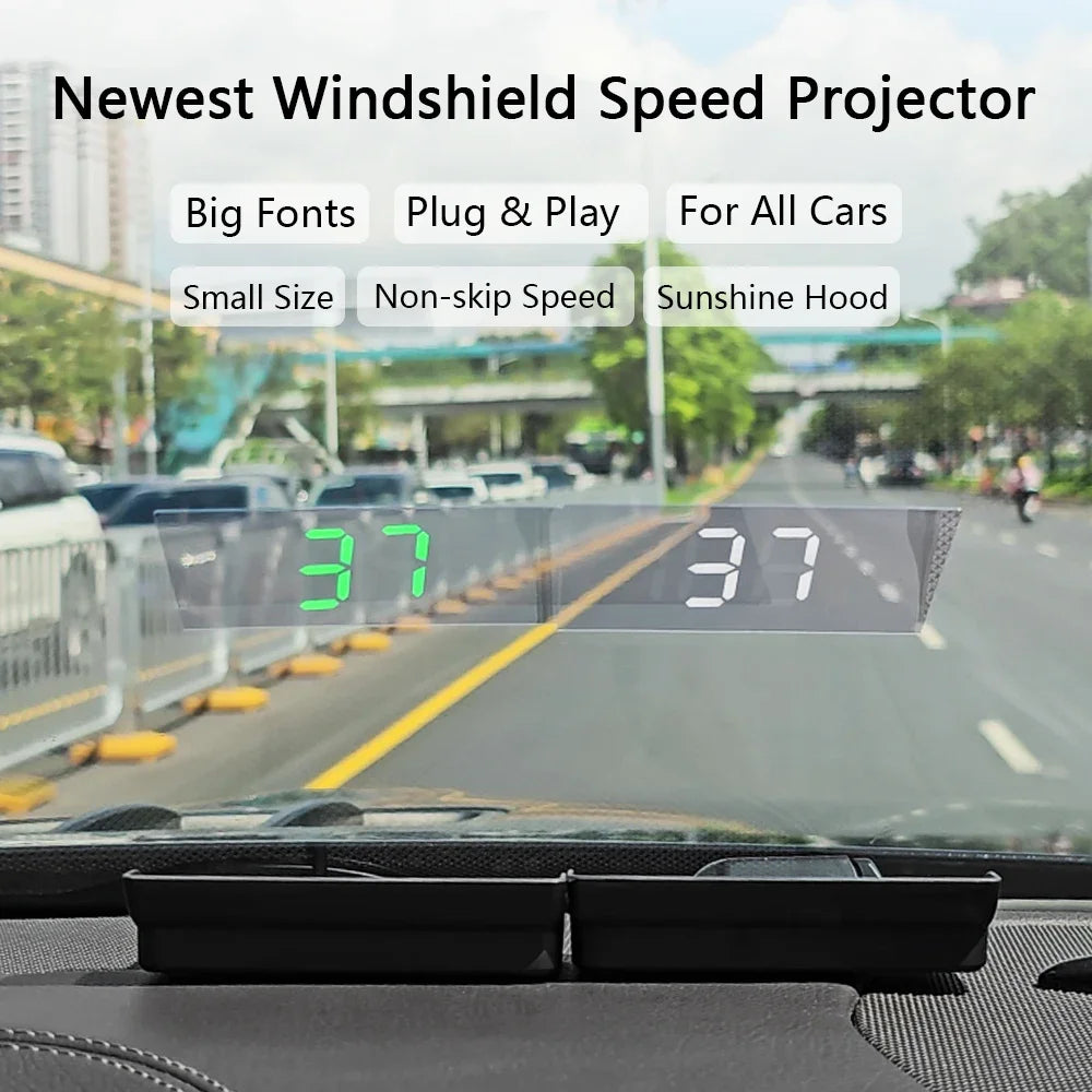 Compteur de vitesse numérique W1 GPS HUD Plug And Play, affichage tête haute pour toutes les voitures, grand police KMH, projecteur de pare-brise, accessoires de voiture