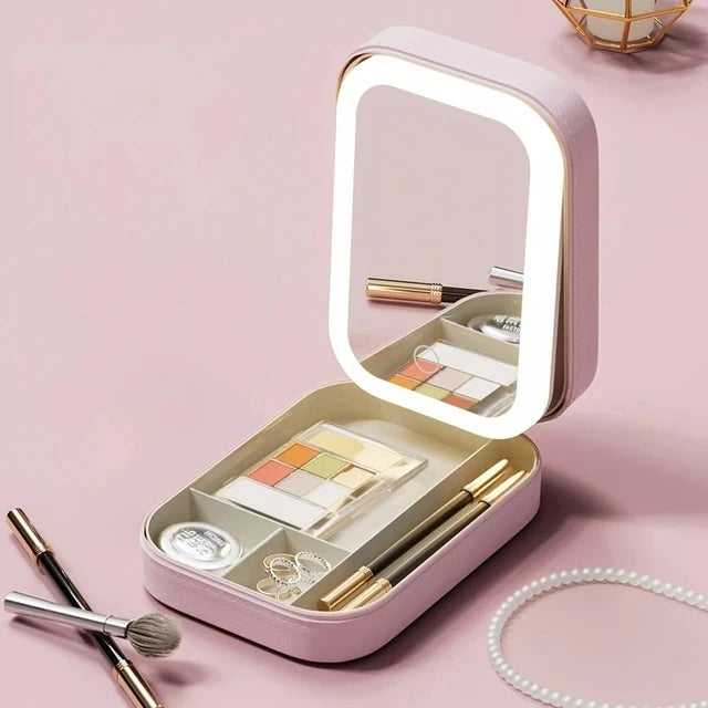 Étui à cosmétiques intelligent LED avec miroir, sac à cosmétiques, sacs de maquillage de voyage pour femmes, sac de rangement Portable à la mode, sacs de maquillage de voyage