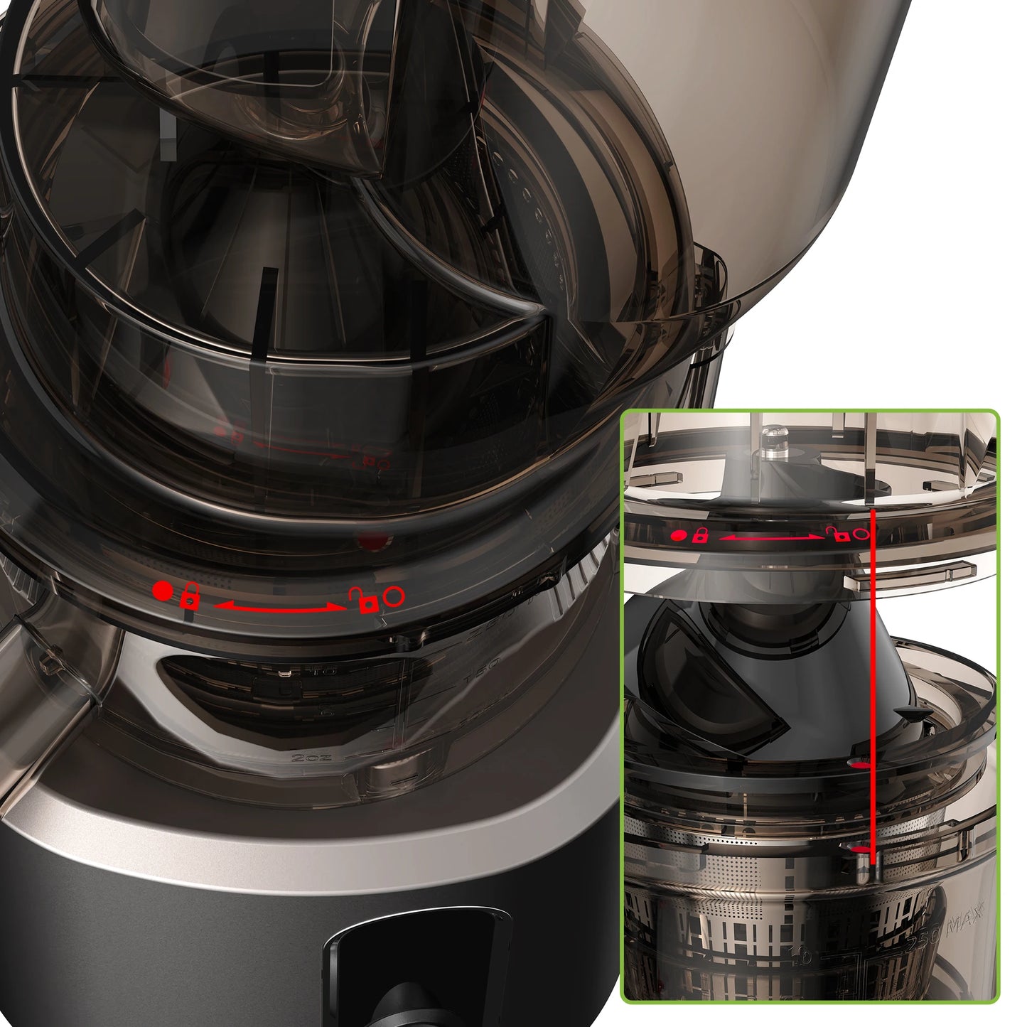 BioloMix-Extracteur de jus à mastication lente, presse à froid, Ju479, goulotte de rajeunissement de 78mm, moteur injuste, convient aux fruits entiers, 200W, 40-65 tr/min