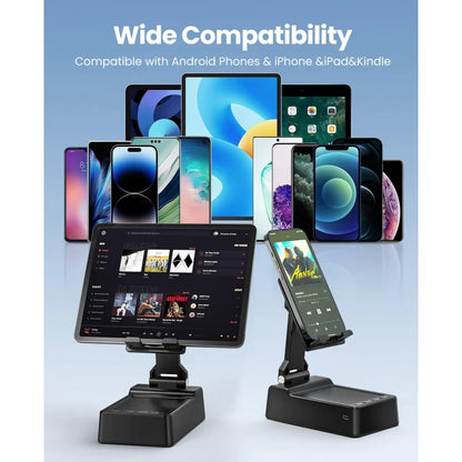Support de téléphone avec haut-parleur Bluetooth, haut-parleur sonore surround HD, compatible avec tous les iPhone