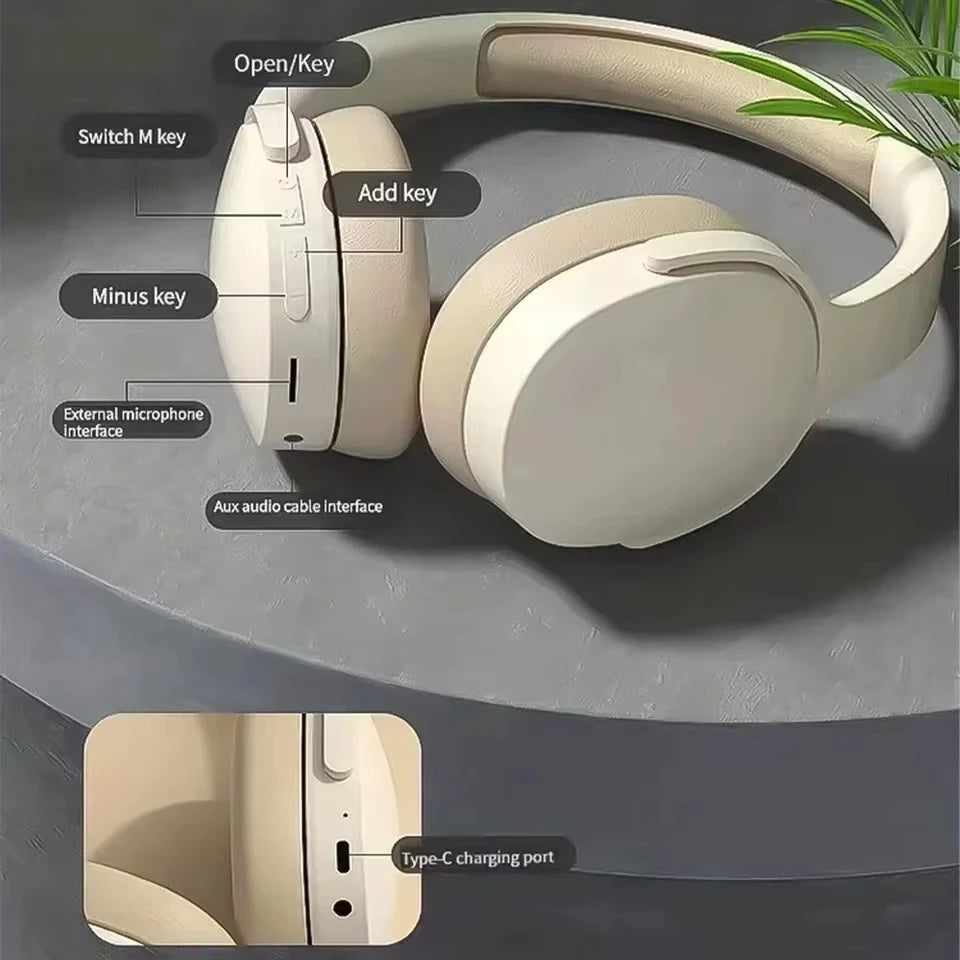 Écouteurs sans fil Bluetooth 5.3 sur l'oreille casques stéréo Hifi véritables sports avec écouteurs lecteur de musique Tf/Aux avec micro