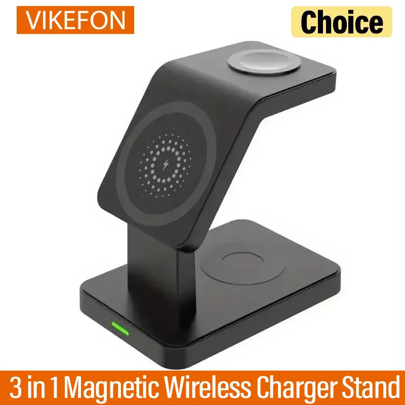 Support de chargeur magnétique sans fil 3 en 1, pour iPhone 15 14 13 12 Pro Max Apple Watch 1-8 AirPods Macsafe, Station de charge rapide