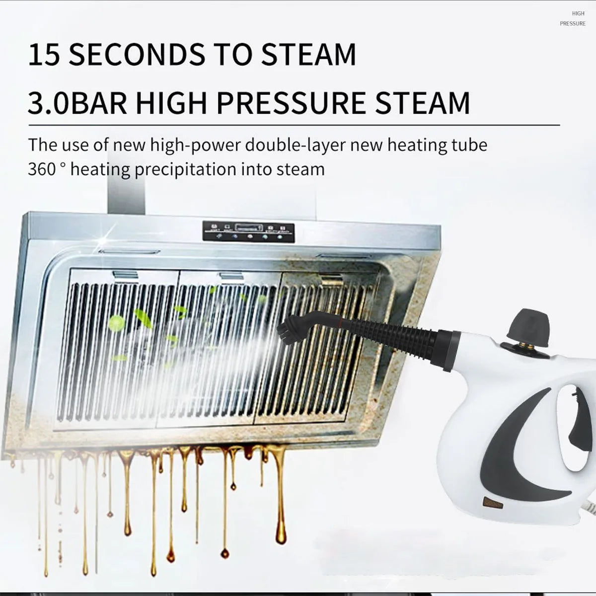 Nettoyeur à vapeur portatif pressurisé pour la maison-Machine à vapeur de nettoyage multi-surfaces profonde multi-usages portative à haute pression