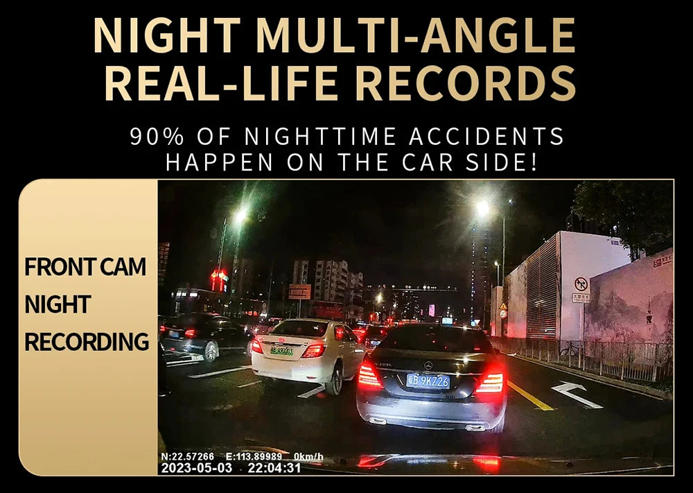 Prada Cam-Enregistreur vidéo de voiture avec vision nocturne, caméra WiFi 360 °, 3/4 canaux, dashcam voiture，caméra de recul，caméra 1080P, DVR, moniteur de stationnement 24h, vue avant droite et arrière, boîte noir