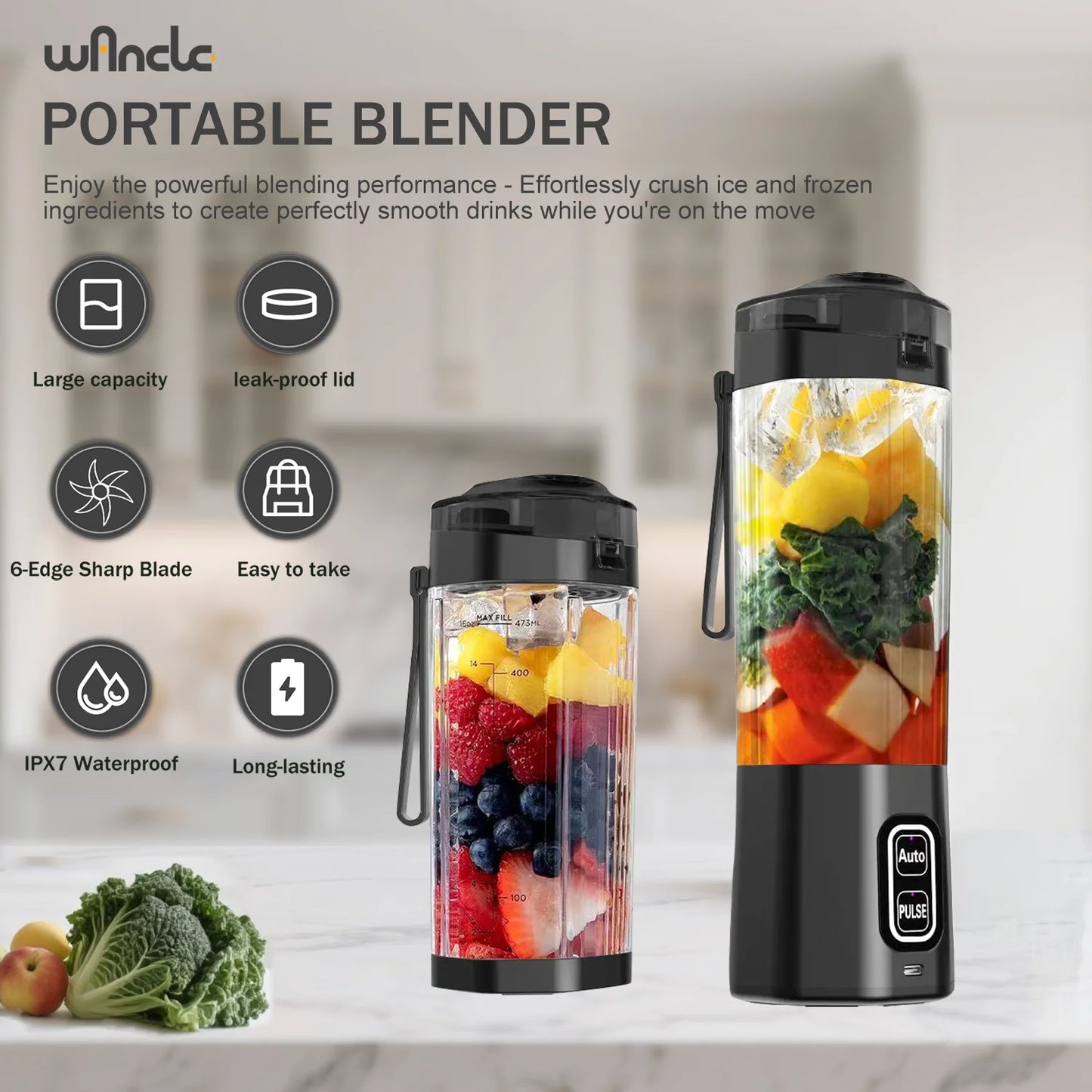 Presse-jus électrique Portable mélangeur 700ML USB mélangeur de fruits Rechargeable 6 lames presse-agrumes pour Shakes Smoothies tasse de jus frais