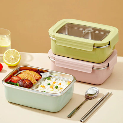 Boîte à déjeuner à compartiment en acier inoxydable 304 pour micro-ondes, boîte à Bento empilable anti-fuite pour étudiant, récipient alimentaire pour aliments froids et chauds