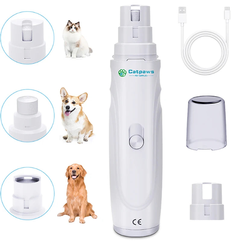 Broyeur électrique de griffes de chien, Rechargeable par USB, coupe-ongles électrique silencieux pour animaux de compagnie, pattes de chat, outils de toilettage des ongles