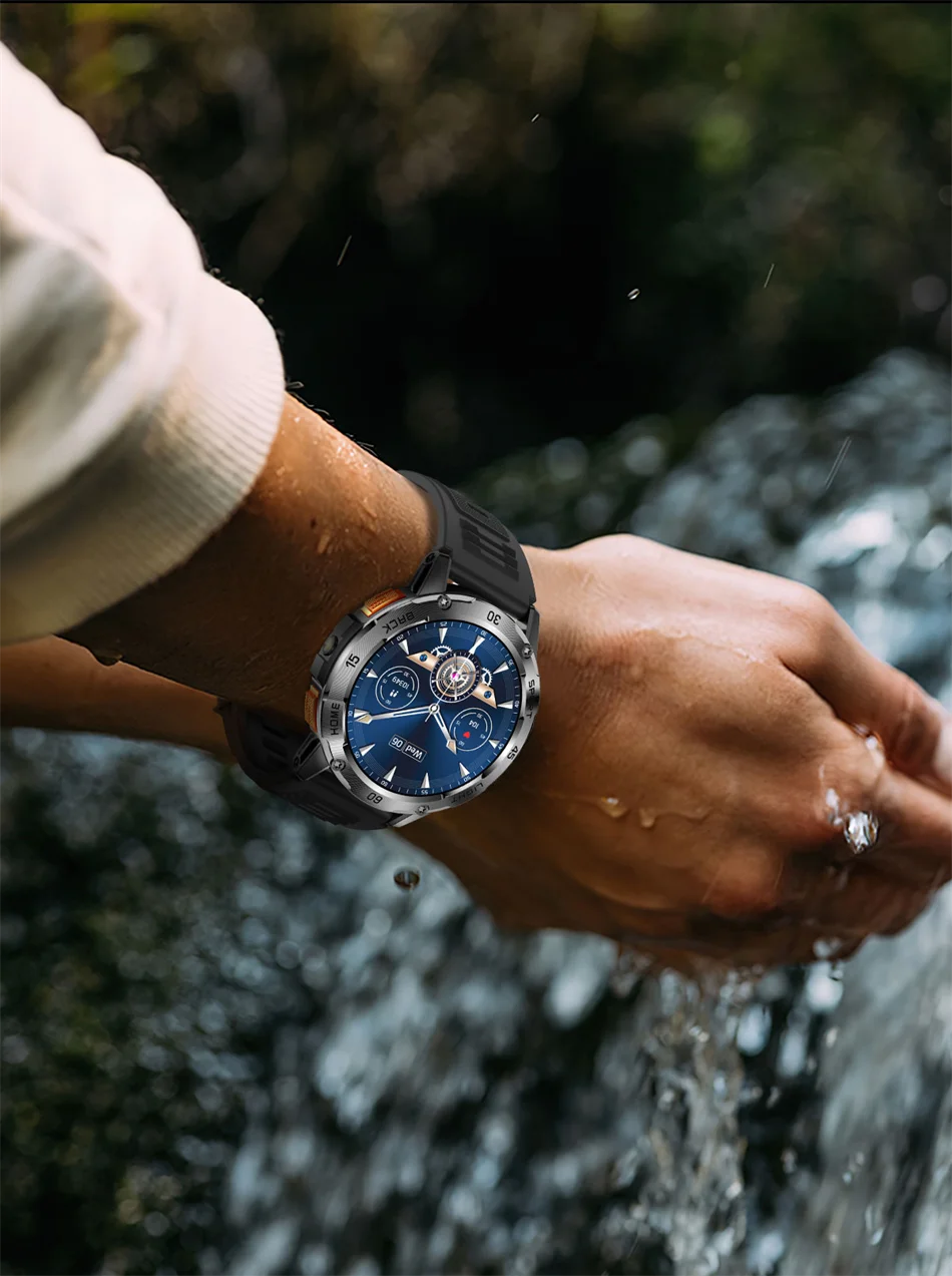 Nouvelle Montre Connectée de Sport Extérieur 2026 pour Hommes avec Boussole, Étanchéité 3ATM, Lampe Torche LED, Suivi de Santé et Appel Bluetooth pour Android et iOS
