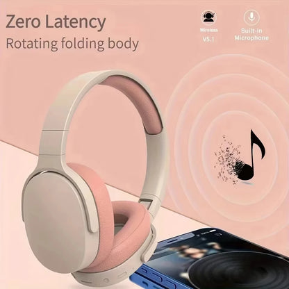 Écouteurs sans fil Bluetooth 5.3 sur l'oreille casques stéréo Hifi véritables sports avec écouteurs lecteur de musique Tf/Aux avec micro