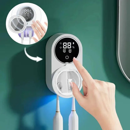 Porte-brosse à dents mural intelligent, dispositif de désinfection pour porte-brosse à dents, support de rangement pour brosse à dents, avec 2 emplacements pour brosses