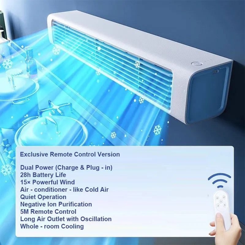 Ventilateur tour mural avec télécommande, flux d'air de refroidissement puissant réglable pour ventilateur de bureau, été