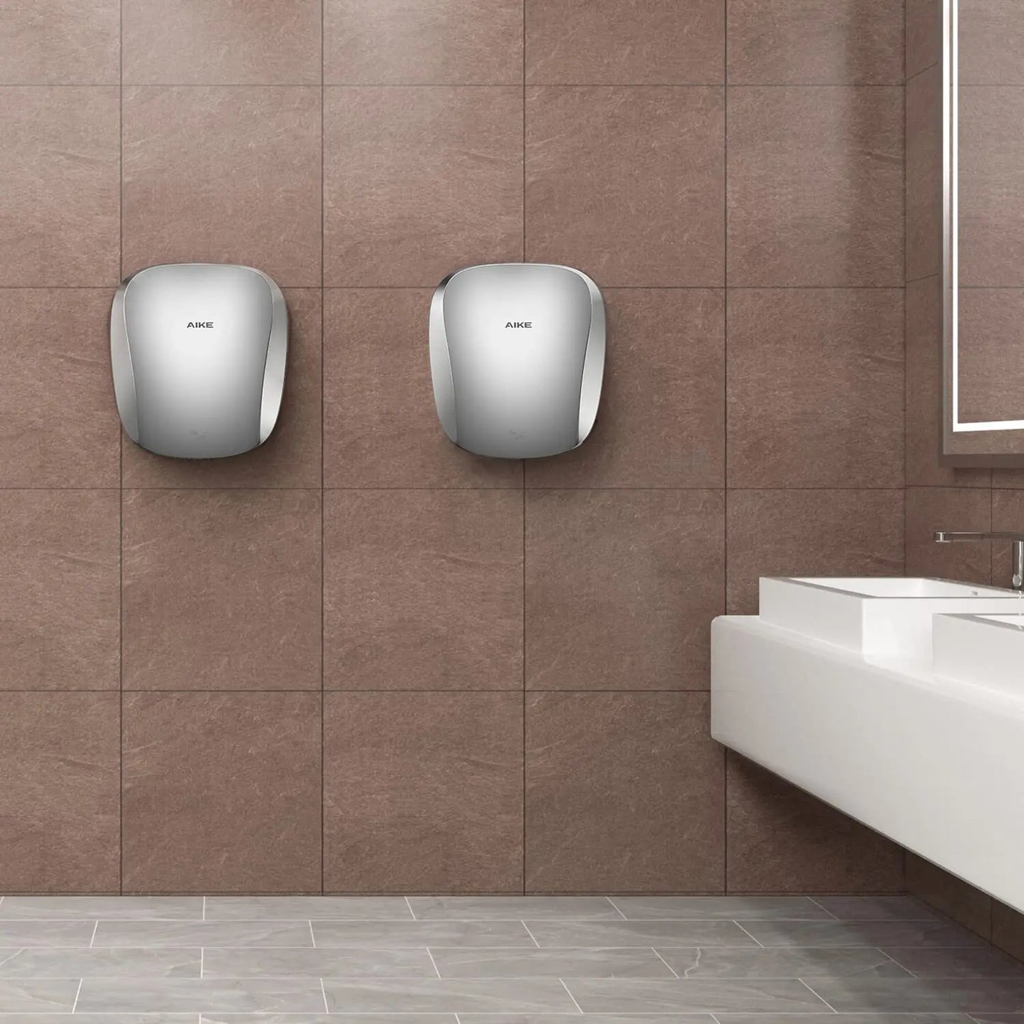 AIKE-Sèche-mains automatique avec filtre HEPA, finition en acier inoxydable brossé, machine à sécher les mains, 1450W, approuvé UL