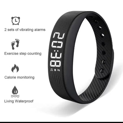 Bracelet intelligent LED numérique étanche, horloge intelligente, podomètre de course, moniteur d'activité, alarme vibrante, rappel, HT30