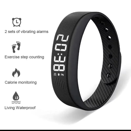 Bracelet intelligent LED numérique étanche, horloge intelligente, podomètre de course, moniteur d'activité, alarme vibrante, rappel, HT30