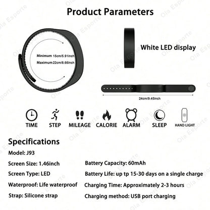Bracelet intelligent LED numérique étanche, horloge intelligente, podomètre de course, moniteur d'activité, alarme vibrante, rappel, HT30