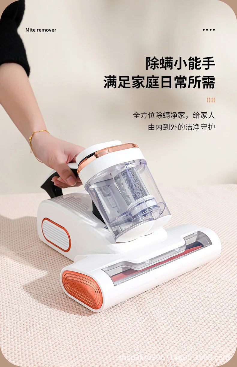 Aspirateur anti-acariens sans fil à forte aspiration avec double bac de collecte de poussière et lumière UV pour le nettoyage de la literie et des canapés à la maison