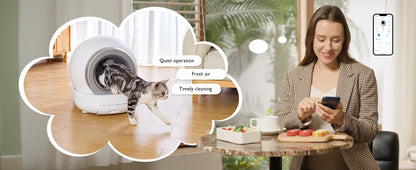 Bac à litière autonettoyant pour chat, grand bac à litière automatique pour chat avec contrôle par application, bac à litière intelligent pris en charge Wi-Fi 2,4 GHz pour chats