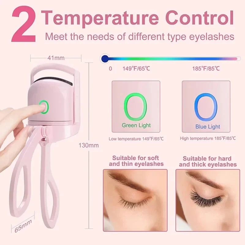 Recourbe-cils chauffant avec écran Lcd, coussinets en Silicone, Protection des cils, bouclage naturel sans endommager les cils, Rechargeable