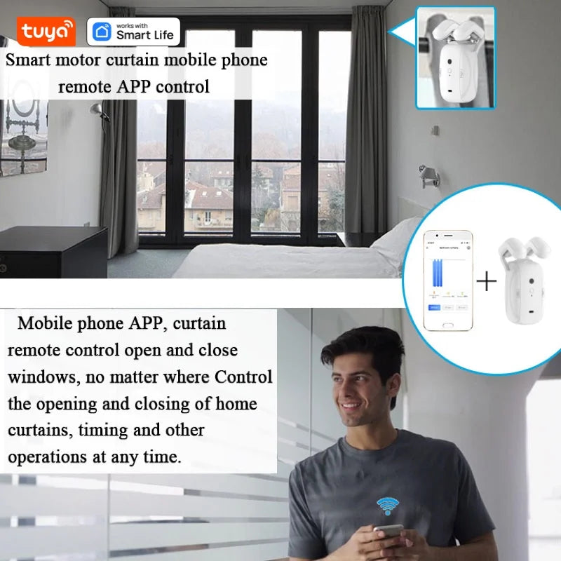 Robot rideau intelligent WiFi; double ouverture