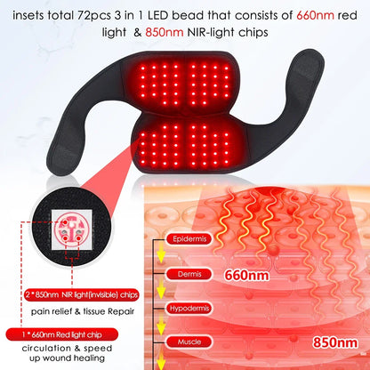Genouillère à lumière rouge 660nm, articulation des jambes, des épaules, des coudes, 850nm, lumière proche infrarouge, soins de la peau, soutien, soulagement de la douleur au genou, inflamation