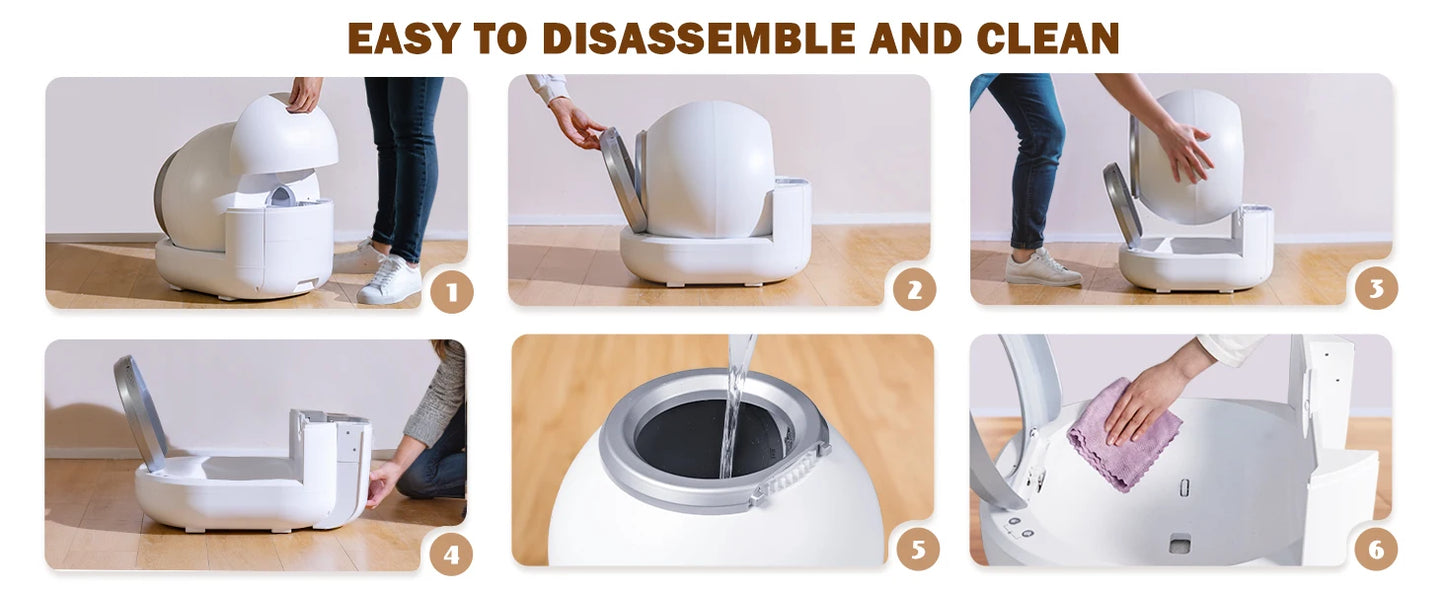 Bac à litière autonettoyant pour chat, grand bac à litière automatique pour chat avec contrôle par application, bac à litière intelligent pris en charge Wi-Fi 2,4 GHz pour chats