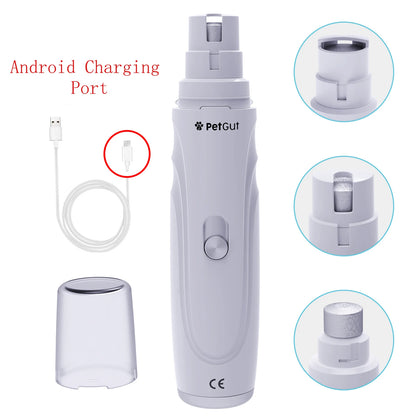 Broyeur électrique de griffes de chien, Rechargeable par USB, coupe-ongles électrique silencieux pour animaux de compagnie, pattes de chat, outils de toilettage des ongles
