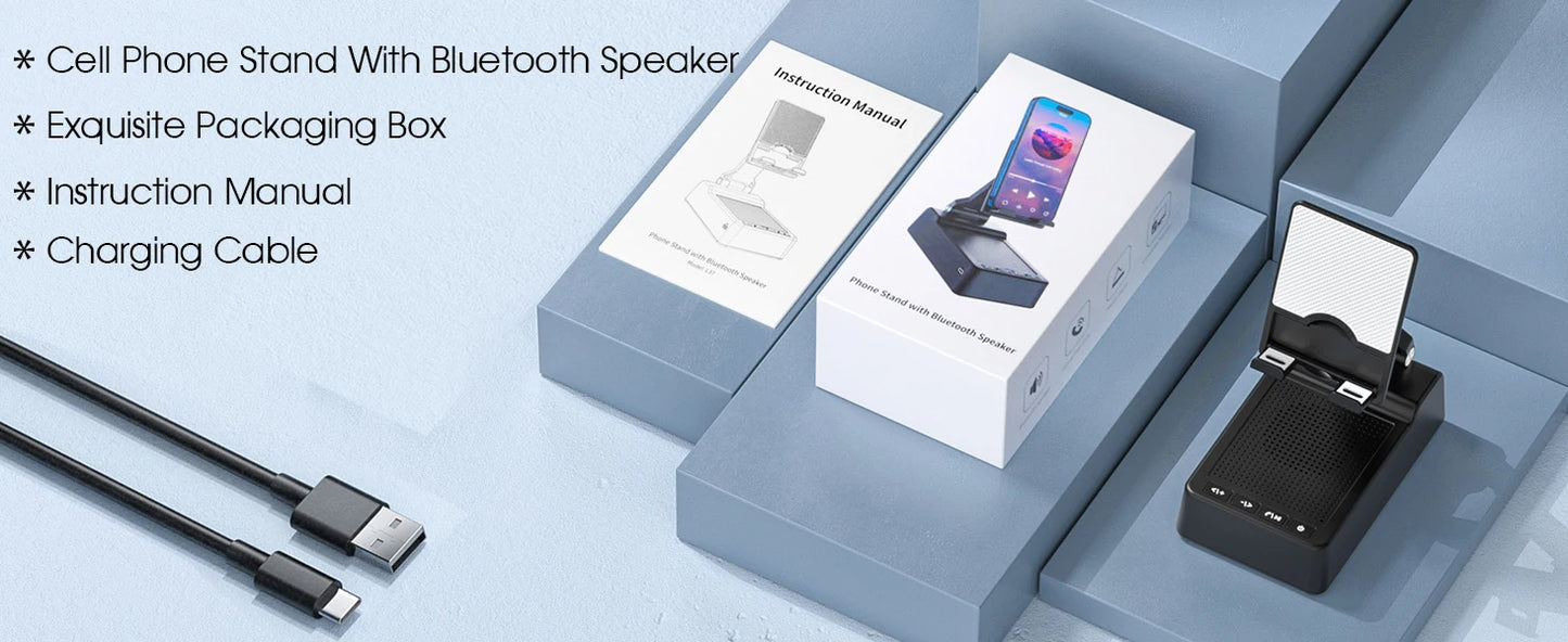 Support de téléphone avec haut-parleur Bluetooth, haut-parleur sonore surround HD, compatible avec tous les iPhone