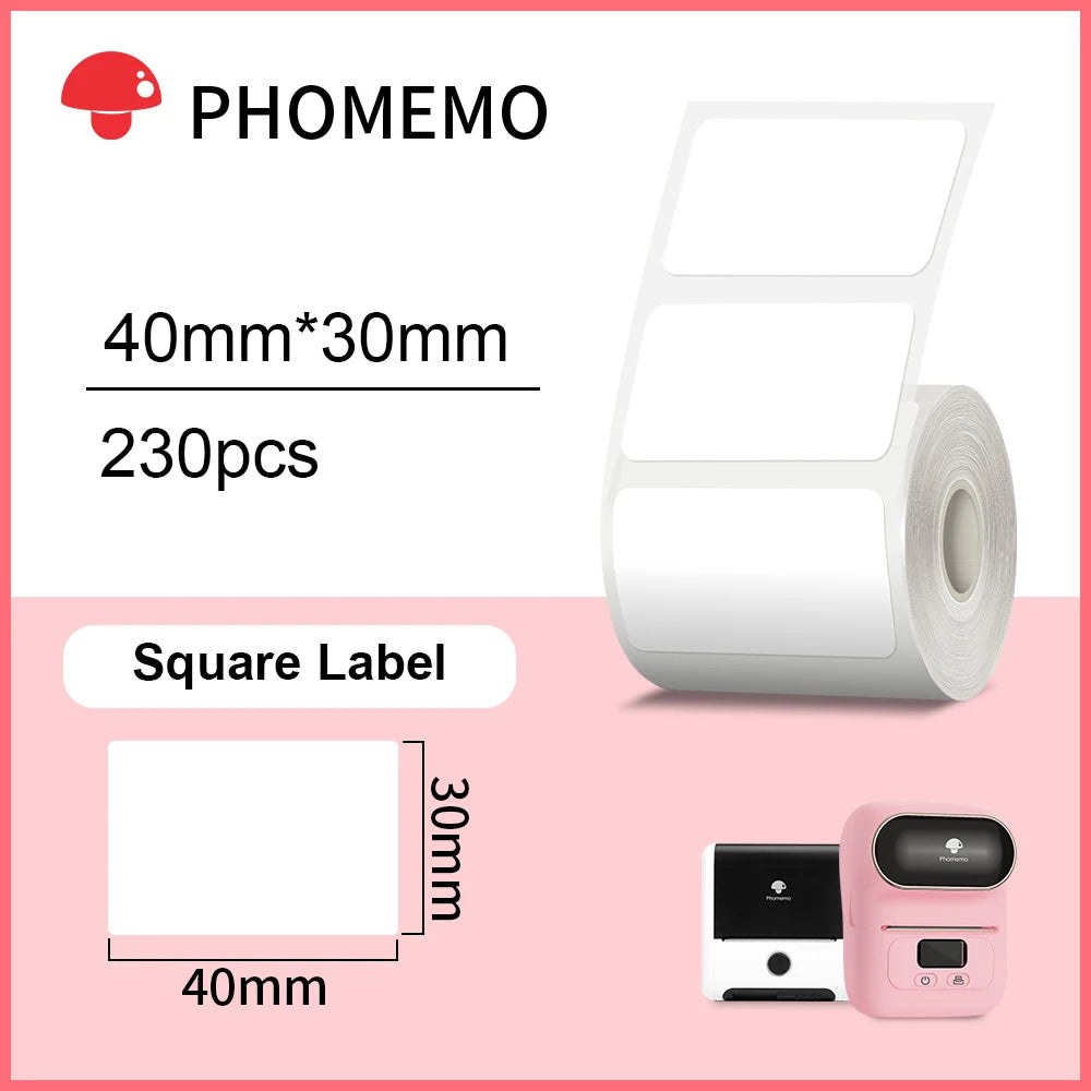 Phomemo – étiquettes autocollantes rectangulaires blanches, papier autocollant pour imprimante d'étiquettes Phomemo M110 M220, Identification étanche