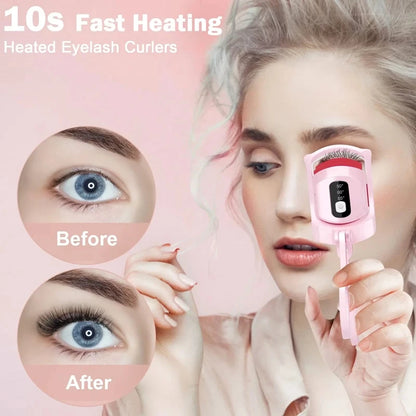 Recourbe-cils chauffant avec écran Lcd, coussinets en Silicone, Protection des cils, bouclage naturel sans endommager les cils, Rechargeable