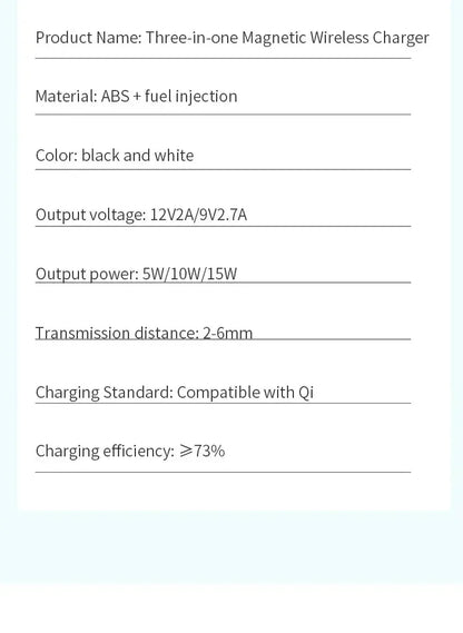 Support de chargeur magnétique sans fil 3 en 1, pour iPhone 15 14 13 12 Pro Max Apple Watch 1-8 AirPods Macsafe, Station de charge rapide