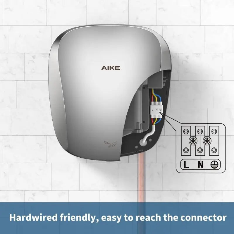 AIKE-Sèche-mains automatique avec filtre HEPA, finition en acier inoxydable brossé, machine à sécher les mains, 1450W, approuvé UL